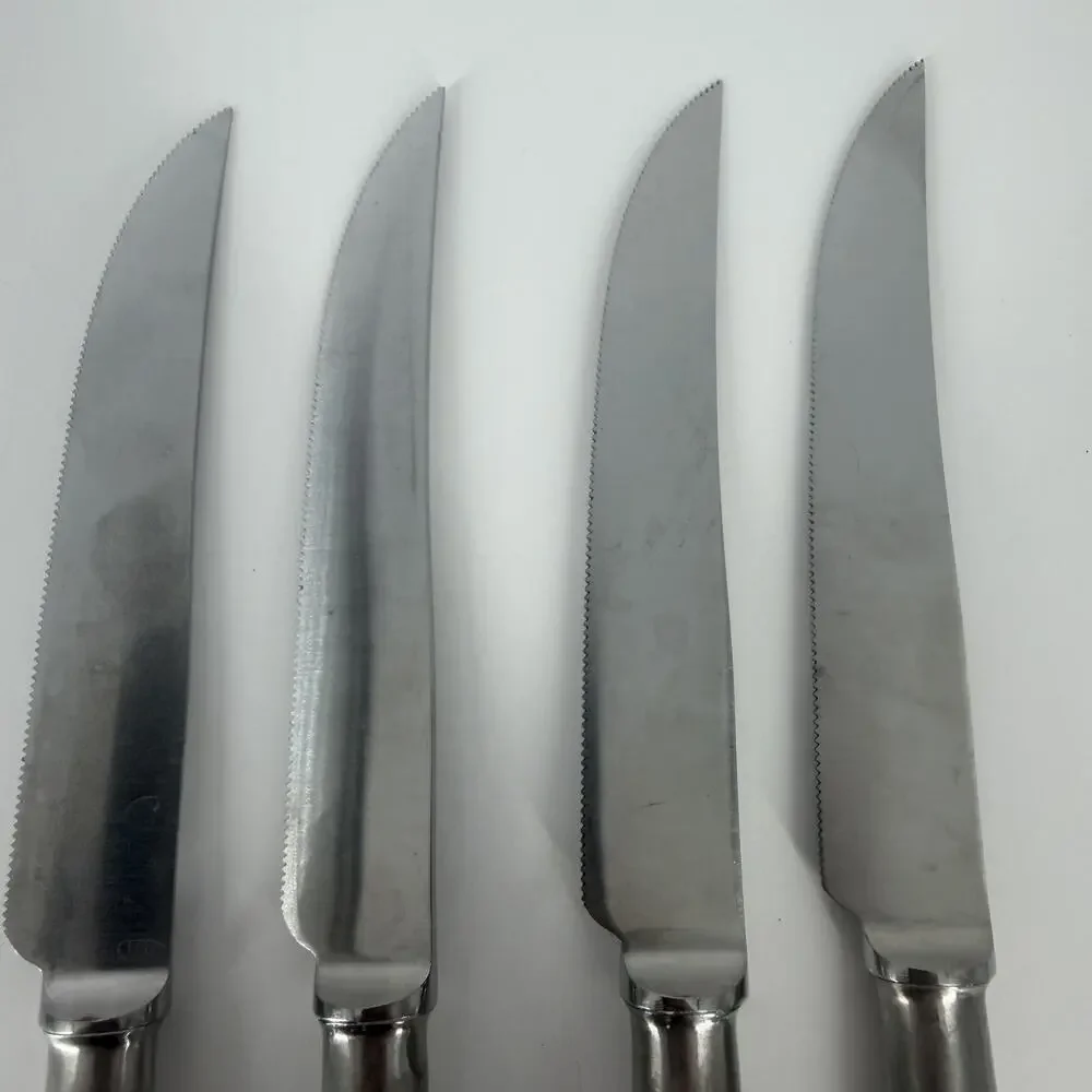 4X SK Cooper Bros QUEEN ANNE Stainless Steak Knives England Pistol Grips